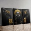 2D 3pièces/set Affiche murale de femmes africaines, impression grande noire avec bijoux