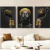 2D 3pièces/set Affiche murale de femmes africaines, impression grande noire avec bijoux