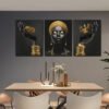 2D 3pièces/set Affiche murale de femmes africaines, impression grande noire avec bijoux