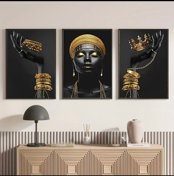 IMG_6490 3pcs, 2D Art en cristal porcelaine encadre, 3pcs Décoration de salon, 3pcs Source d'inspiration africaine Art mural en porcelaine