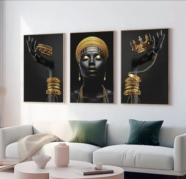 IMG_6496 3pcs, 2D Art en cristal porcelaine encadre, 3pcs Décoration de salon, 3pcs Source d'inspiration africaine Art mural en porcelaine