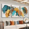 [2D Flat] 3pcs, 2D Impression sur toile encadre, Art décoratif pour la maison, Ensemble de 3