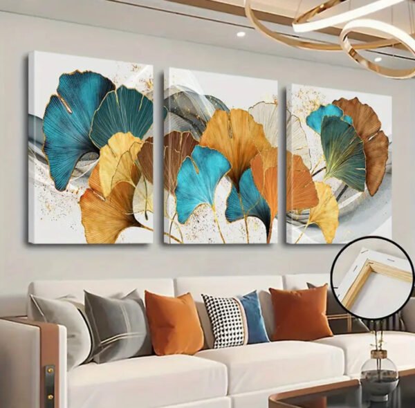 [2D Flat] 3pcs, 2D Impression sur toile encadre, Art décoratif pour la maison, Ensemble de 3