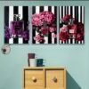 2D Plat, [JIT]3pcs, Peintures sur toile 2D  encadre - Impression d'Art Hortensia Rose & Parfum
