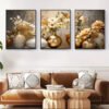 3pcs Art Mural encadrée - Grand décor floral moderne avec impression de vase botanique
