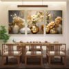 3pcs Art Mural encadrée - Grand décor floral moderne avec impression de vase botanique