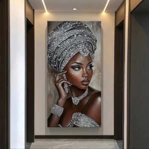 2D Plat 1pc, Femme Africaine en Diadème Articulé  Énadre Artwork