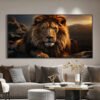 Tableau 2D plat avec art de lion - Décoration murale élégante