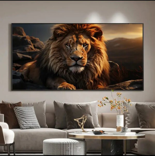 Tableau 2D plat avec art de lion - Décoration murale élégante