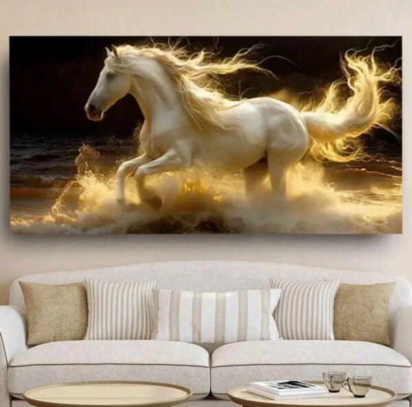 2D Encadré Toile – Cheval Blanc