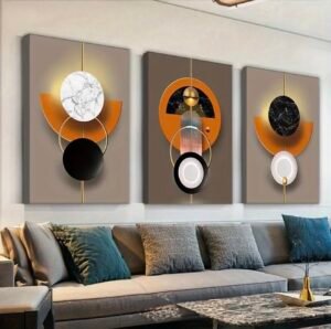 Lot de 3 Panneaux d'Art Mural Géométriques Modernes