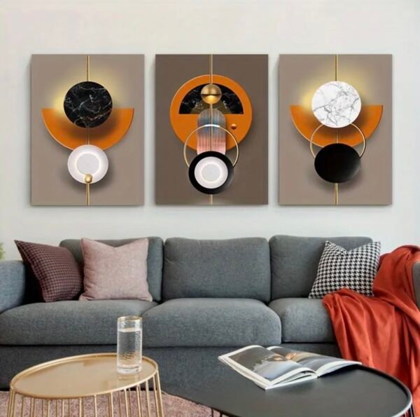 Lot de 3 Panneaux d'Art Mural Géométriques Modernes