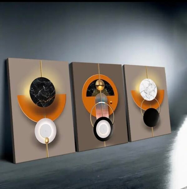 Lot de 3 Panneaux d'Art Mural Géométriques Modernes