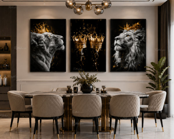 0366D888-0C3E-477B-A8A8-EEF4CDE1A06C đŠ Ensemble de 3 Cadres DĂ©coratifs Lions Royaux â 50 x 70 cm