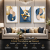 Cadre Mural Cristal Porcelaine en Diamant – Ensemble 3 Pièces 50x70 cm | Design Géométrique Moderne | Cadre Doré  50x70cm
