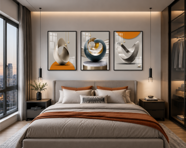 13684547-D394-455B-8EFA-B61A9680F25E Cadre Mural Cristal Porcelaine en Diamant – Ensemble 3 Pièces 50x70 cm | Art Abstrait Luxe