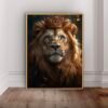Lion Art Mural with Gold Frame