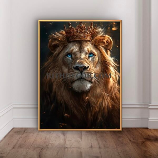 Lion Art Mural with Gold Frame