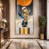 Cadre mural abstrait luxe doré – Cristal porcelaine 60x120 cm
