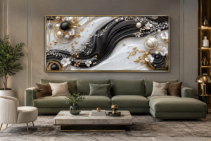 2D814869-D4ED-4D10-BC86-D2215107AAAF Cadre Décoration Abstraite Noir & Blanc