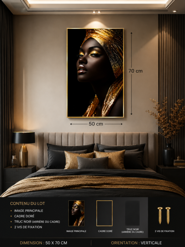 3B1B9160-D801-490E-B9CA-DE776F6062C4 1 Pièces Reine d’Or – Cadre Décoratif en Cristal Porcelaine 50 x 70 cm