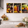 Ensemble de 3 Pièces Art Mural Cuisine et Salle à Manger