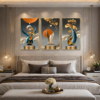 Ensemble de Tableaux Luxe Abstraits bleu & orange
