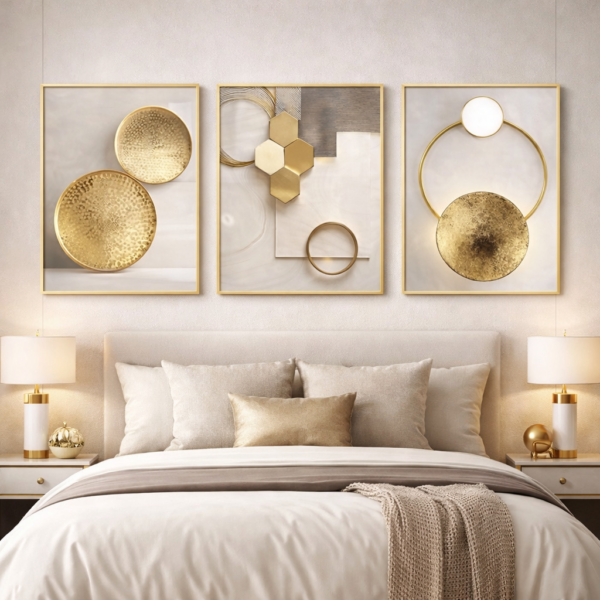 4B13A7B8-5934-41A0-AA30-84DF6C16928F Trio Abstrait Luxe Doré – Cadres Cristal Porcelaine en Diamant