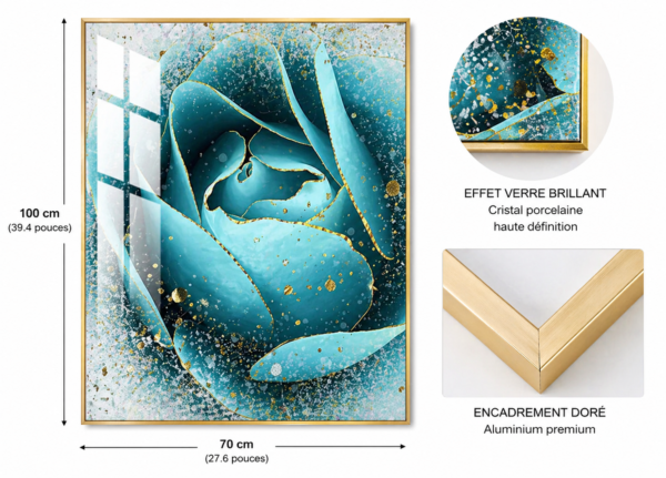 Tableau Abstrait Luxe - Turquoise et Or