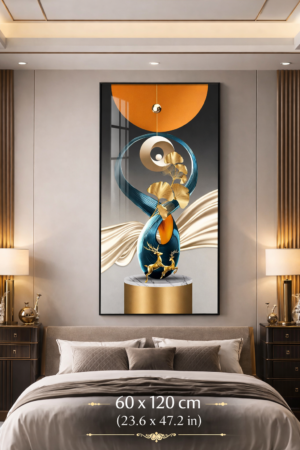 54F0DEF8-5867-4F67-8C86-8337449899EB Cadre mural abstrait luxe doré – Cristal porcelaine 60x120 cm