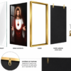 5E44C994-012A-459D-A150-76971879C096 Cadre Religieux Jésus-Christ Sacré-Cœur en Cristal Porcelaine – 70x100 cm – Cadre Noir ou Doré