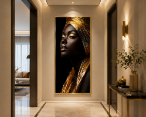 Reine d’Or – Cadre Décoratif en Cristal Porcelaine 60x120 cm