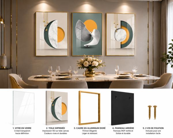 758C9842-68C3-4FEC-A26E-7A03F4CD3A63 Ensemble de 3 Cadres Muraux Géométriques Modernes – cristal porcelaine 50x70 cm