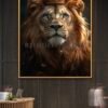 Lion Art Mural with Gold Frame