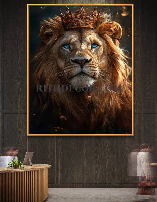 Lion Art Mural with Gold Frame
