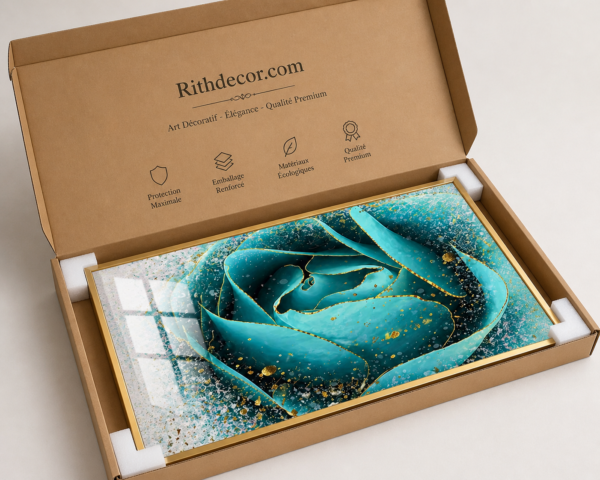 Tableau Abstrait Luxe - Turquoise et Or