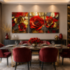 98EAF9B2-CD7C-4F1A-B0A1-7CEECE23EF98 Cadre sur Toile Canvas Roses Rouges et Dorées – Ensemble Floral Élégant 18 x 24 pouces
