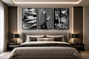 🖤 Ensemble de 3 Cadres Décoratifs Glamour Moderne Cristal porcelaine – 50 x70 cm