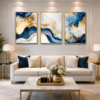 C5F8D8B4-CBAD-4B5D-815B-AA3F4F3C4E9D Cadre Abstrait Marbre Bleu et Doré – Ensemble Luxe 3 Pièces 50x70 cm