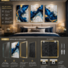 C71EE5AF-AEEB-4866-BCE0-0147BA1786B9 Cadre Abstrait Marbre Bleu et Doré – Ensemble Luxe 3 Pièces 50x70 cm