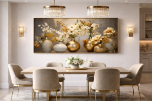 D122A8DB-2167-4152-9582-72C138168CAC Cadre Décoratif en Cristal Porcelaine – Nature Dorée de Luxe 60 x 120 cm