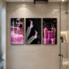 Cadre Décoratif sur Toile Canvas – Élégance Rose Glamour 45 x 60 cm (Lot de 3)
