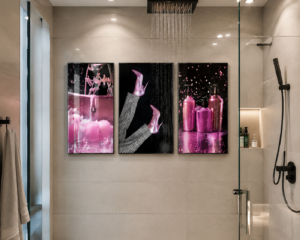 D2538D0C-4A09-4118-8369-B0B7829250AB Cadre Décoratif sur Toile Canvas – Élégance Rose Glamour 45 x 60 cm (Lot de 3)