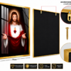 E2AF974E-3E23-46E6-9277-0F310D2DC196 Cadre Religieux Jésus-Christ Sacré-Cœur en Cristal Porcelaine – 70x100 cm – Cadre Noir ou Doré