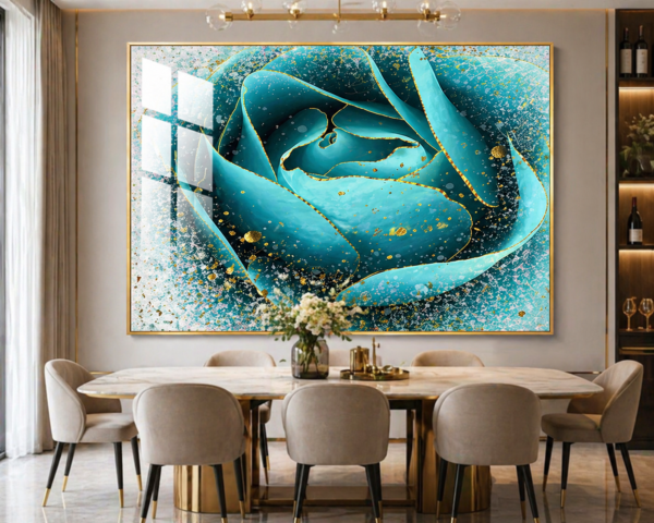 Tableau Abstrait Luxe - Turquoise et Or