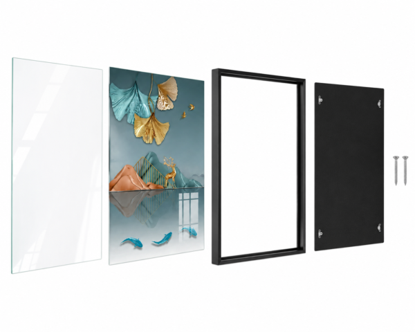 EDE399CD-A6C0-4895-9C80-687937D792F9 Cadre Décoratif Cristal Porcelaine en Diamant 50x70 cm – Papillons Dorés & Design Moderne – Cadre Noir ou Doré
