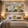 Cadre Décoratif Floral Luxe 45 x 60 cm – Cristal Porcelaine en Diamant avec Cadre Doré
