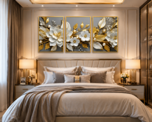 F39E9399-40F5-4951-9326-F8F70741075E Cadre Décoratif Floral Luxe 45 x 60 cm – Cristal Porcelaine en Diamant avec Cadre Doré