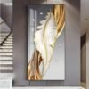H340ff9241d97477dad20132eafcd191fG Élégant Tableau Mural Gris et Doré 60x120 cm