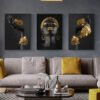 H3512381fd2c149a693a03aeeddc27fd91 Triptyque Femme Africaine Noir Doré